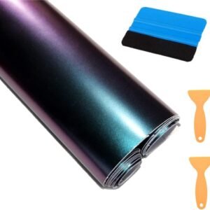 Vinilo Fibra de Carbono, Película Pegatina de Decoración Autoadhesiva A Prueba de Agua Libre de Burbuja 300 * 30CM, para Coche Moto Móvil Ordenador, Púrpura Azulada