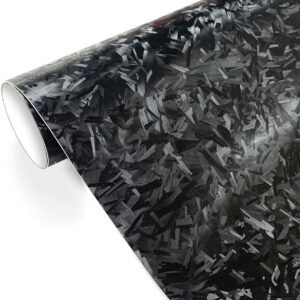CompraFun Vinilo Fibra Carbono Forjado, Vinilo Coche Autoadhesivo Impermeable sin Burbujas, Pegatina Coche Decoración Interior y Exterior, para Coche/Moto/Bicicleta (Negro, 30 x 150CM)