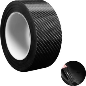 Tiras de Fibra de Carbono PelíCula Protectora de Fibra de Carbono Negra Protector De Umbral De Puerta De Coche para Automóvil Motocicleta Bicicleta(5CM*5M)