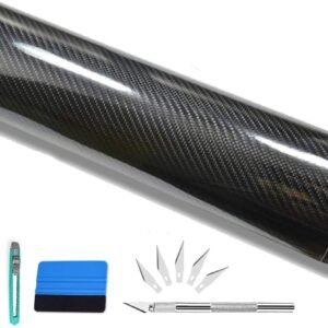 Kaliwa 152cm x 30cm Vinilo Carbono 6D Negro Vinilo Coche Película Protectora Adhesivo A Prueba de Agua Sin Burbujas para Automóvil Motocicleta Bicicleta