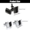 4 Piezas Gemelos de Fibra de Carbono, Gemelos Camisa Rayas, Gemelos de Fibra de Carbono Hechos a Mano, Gemelos Personalizados, para Regalo de Boda de Negocios para Hombres - Image 2