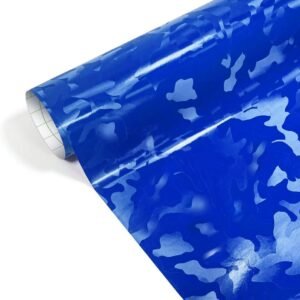 CompraFun Vinilo Coche, 3D Vinilo Fibra Carbono Camuflaje Azul, Autoadhesivo Impermeable sin Burbujas, Pegatina Coche Decoración Interior y Exterior, para Coche/Moto/Bicicleta (30 x 150CM)