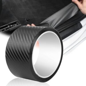 LPZMPZ Vinilo para Coche Negro Protector Parachoques Coche Vinilo Fibra Carbono 5cm*3m Vinilo Adhesivo Coche, Protectores de Umbral para Proteger los Bordes de Las Puertas