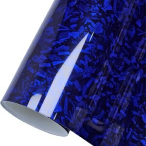 CompraFun Vinilo Fibra Carbono Forjado, Vinilo Coche Autoadhesivo Impermeable sin Burbujas, Pegatina Coche Decoración Interior y Exterior, para Coche/Moto/Bicicleta (Brillo Azul, 30 x 150CM)