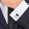 4 Piezas Gemelos de Fibra de Carbono, Gemelos Camisa Rayas, Gemelos de Fibra de Carbono Hechos a Mano, Gemelos Personalizados, para Regalo de Boda de Negocios para Hombres - Image 7
