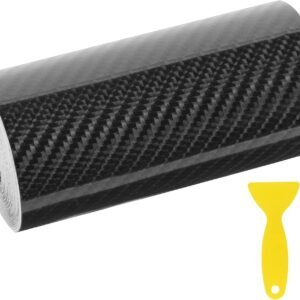 URAQT Vinilo Fibra de Carbono 6D, 500*10cm Vinilo Coche Película Protectora, Negro Brillo Película de Vinilo para Coche Autoadhesiva Impermeable sin Burbujas, para DIY Automóvil Motocicleta Bicicleta