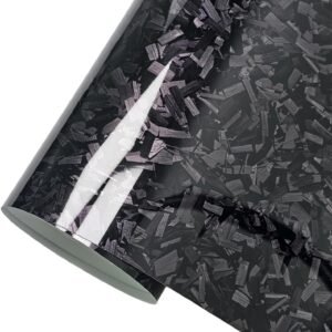 CompraFun Vinilo Fibra Carbono Forjado, Vinilo Coche Autoadhesivo Impermeable sin Burbujas, Pegatina Coche Decoración Interior y Exterior, para Coche/Moto/Bicicleta (Brillo Negro, 30 x 150CM)