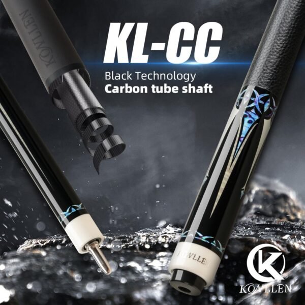 KONLLEN Laser Series - Tacos de billar (fibra de carbono, revestimiento de piel, tecnología de carbono, baja deflexión, 12,2 mm, 147 cm, 3/8 x 8) - Image 2