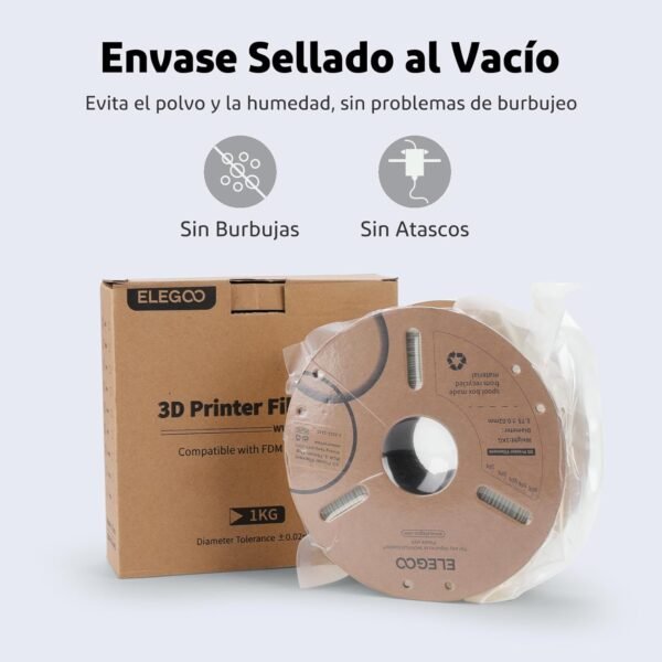 ELEGOO Filamento PLA+ 1.75 2KG Negro, Precisión Dimensional +/- 0.02mm, Carrete Filamento para Mayoría Impresoras 3D - Image 7