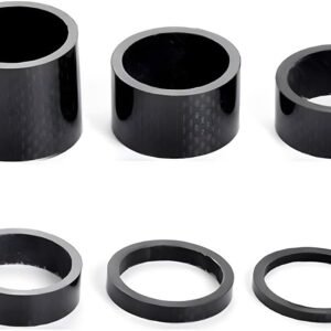 JSKWIKE 6 Pcs Espaciador de Auriculares para Bicicleta Separadores para Bicicleta de Fibra de Carbono para Casco Horquilla Espaciador Kits de vástago para MTB De La Bicicleta