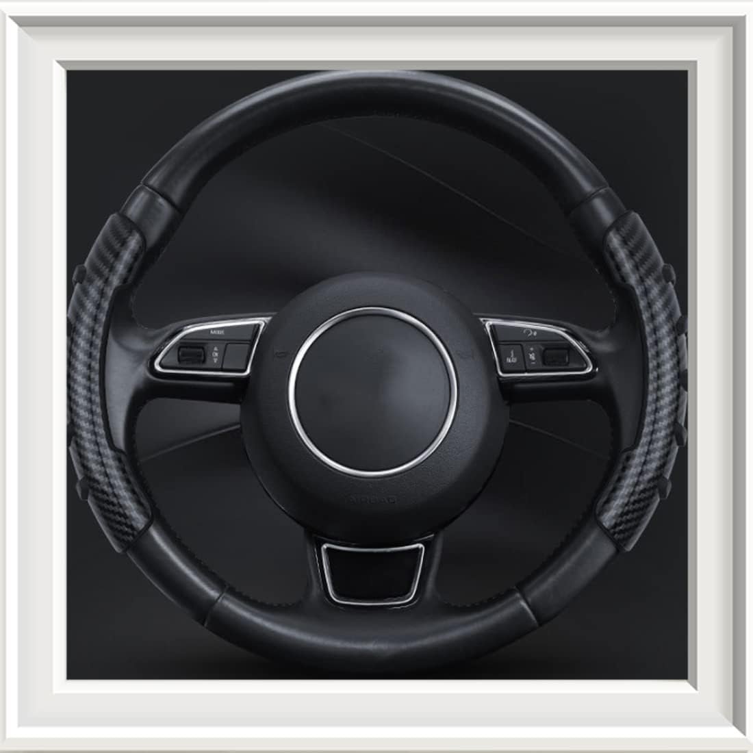 Jinminamz Cubierta del Volante automóvil Funda de Silicona Antideslizante Transpirable Dirección asistida Modificación automática 38 cm para la mayoría los automóviles (Fibra Carbono Negro) - Image 9