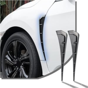 JNNJ 2PCS Coche Fender Side Cover, Fender Adhesivo Decorativo Trim, Fibra de Carbono Spoiler Cuerpo Decoración Cubierta, Ventilación Lateral Estilo Mejilla Tiburón Uso Común En Coche(Fibra-Carbono)