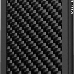 VULKIT Tarjetero Hombre Textura de Fibra de Carbono Automatico Pop-up Tarjeteros para Tarjetas de Credito Metalico RFID Bloqueo Negro