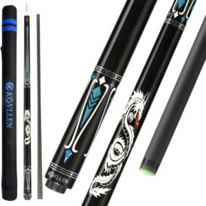 KONLLEN Tacos de Piscina de Fibra de Carbono Stick Wrapless Dragon Professional (Tecnología de Carbono Completo Tacos de Billar de Baja desviación, 12.5 mm, 147 cm)