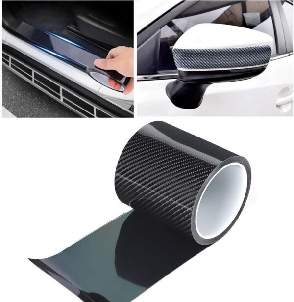 Ladieshow Pegatina Carbono, Cinta Adhesiva Fibra de Carbono 3 Metros Negro Protector de Borde de Puerta de Coche Pegatina Antirrayas - Image 2