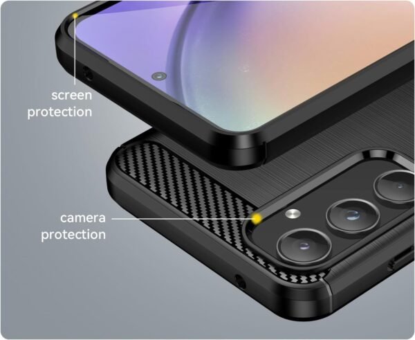 SDTEK Funda para Samsung Galaxy A55, Carcasa Fibra Carbono Completo 360 + Protector de Pantalla Cristal Vidrio Templado - Image 4