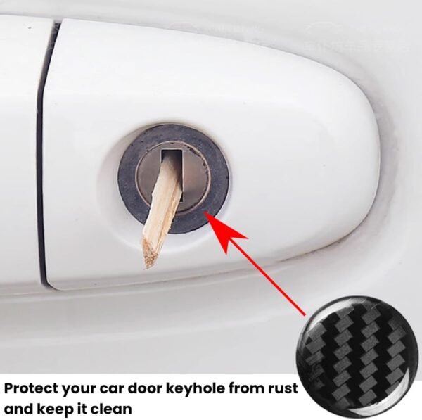JNNJ 8Pcs Pegatinas Ojo De Cerradura, Cubierta Protectora para Cerradura Puerta De Coche, Pegatinas para Cerradura Puerta, Autoadhesiva Puerta Exterior del Coche Cerradura Accesorios(Fibra Carbono) - Image 4