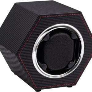 Mcbazel Bobinador automático de reloj, caja de reloj de piel sintética, reloj individual para 1 reloj de pulsera con motor silencioso, giratorio automático alimentado por USB C
