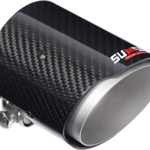 YUUGAA Tubo de escape, fibra de carbono, punta de escape, tubo de garganta, recto, entrada de 2,9 pulgadas, salida única de 3,5 pulgadas, universal para coche, popular