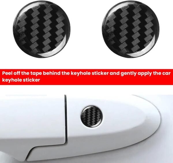 JNNJ 8Pcs Pegatinas Ojo De Cerradura, Cubierta Protectora para Cerradura Puerta De Coche, Pegatinas para Cerradura Puerta, Autoadhesiva Puerta Exterior del Coche Cerradura Accesorios(Fibra Carbono) - Image 6
