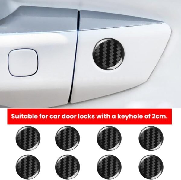 JNNJ 8Pcs Pegatinas Ojo De Cerradura, Cubierta Protectora para Cerradura Puerta De Coche, Pegatinas para Cerradura Puerta, Autoadhesiva Puerta Exterior del Coche Cerradura Accesorios(Fibra Carbono) - Image 5