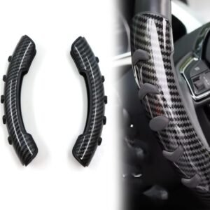 Jinminamz Cubierta del Volante automóvil Funda de Silicona Antideslizante Transpirable Dirección asistida Modificación automática 38 cm para la mayoría los automóviles (Fibra Carbono Negro)