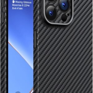 memumi Funda para iPhone 15 Pro MAX, 0.5 mm de Fibra Carbono Resistente y Duradero Case para iPhone 15 Pro MAX 100% Fibra Aramida con Protección contra Caídas de Grado Militar Negro