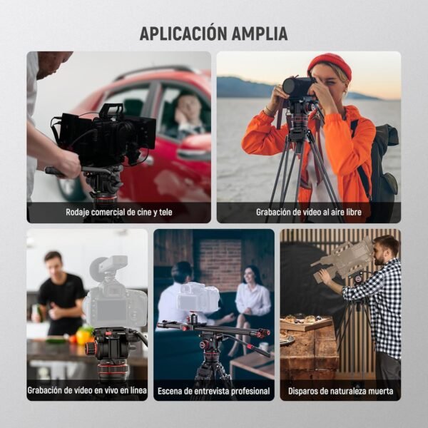 NEEWER LL36 78" Trípode de Vídeo con Cabezal Fluido, Trípode DSLR Fibra Carbono Bloqueo Rápido, Trípode de Cámara Profesional con Amortiguación Ajustable, Placa QR Compatible con dji RS - Image 9