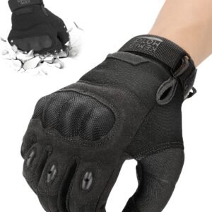 KEMIMOTO Guantes Moto con Dedos Completos, Tácticos y Protector de Nudillos de Fibra de Carbono, Pantalla Táctil y Transpirables, para Hombre, Militar, Bushcraft, Caza