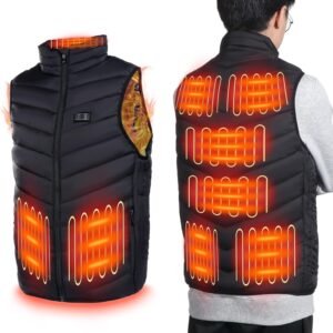 TsunNee Chaleco térmico con 9 almohadillas de calefacción de fibra de carbono, 3 niveles de temperatura ajustables para hombres y mujeres, chaqueta térmica eléctrica USB lavable para motocicleta,