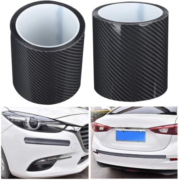 Ladieshow Pegatina Carbono, Cinta Adhesiva Fibra de Carbono 3 Metros Negro Protector de Borde de Puerta de Coche Pegatina Antirrayas - Image 3