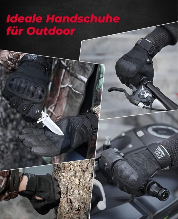 KEMIMOTO Guantes Moto con Dedos Completos, Tácticos y Protector de Nudillos de Fibra de Carbono, Pantalla Táctil y Transpirables, para Hombre, Militar, Bushcraft, Caza - Image 5