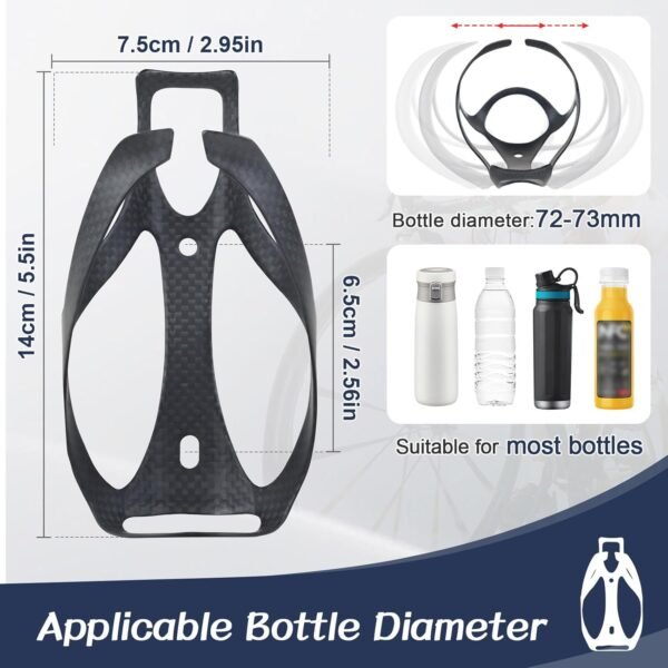 ROADNADO Carbono Fibra Portabidones de Bicicleta MTB Estante de Botella de Agua para Bicicletas ultraligeras y Ajustables Portabotellas de Bicicletas duraderas con Piezas Aktualisierung Mate 1 pièces - Image 2