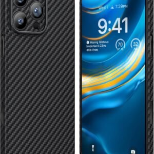 memumi Fibra de Aramida Funda para iPhone 16 Pro, Duradera y Resistente Fibra de Aramida con Carcasa para iPhone 16 Pro Case 0.5 mm Delgado y Minimalista en Diseño de Fibra Carbono, Negro