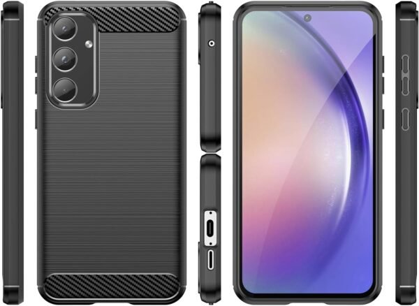 SDTEK Funda para Samsung Galaxy A55, Carcasa Fibra Carbono Completo 360 + Protector de Pantalla Cristal Vidrio Templado - Image 2
