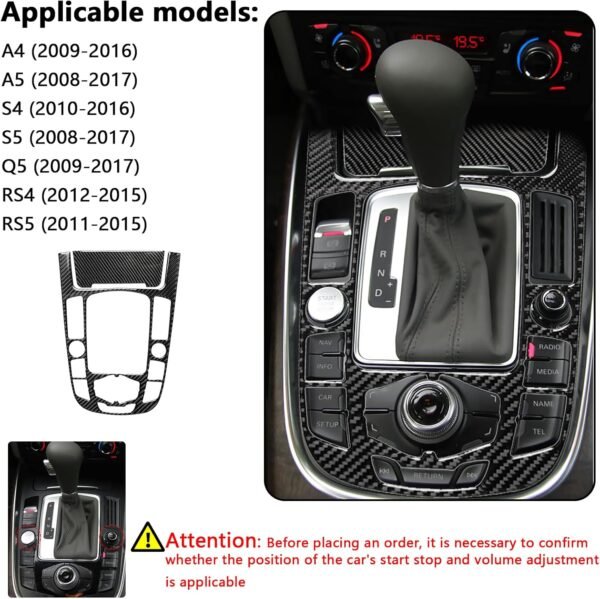 Ysislybin Adhesivo Decorativo de Fibra de Carbono para Interior, Pomo de Palanca de Cambios de Fibra de Carbono,Interiores Decorativos Interior Coche,Compatible con A4 A5 S4 S5 RS4 RS5 Q5 Accesorios - Image 4