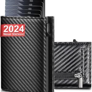 UNOSEKS Cartera para Hombre – Cartera para Hombre con protección RFID, Cartera Delgada con Compartimento para Monedas, Smart Wallets, Fibra de Carbono., Cartera RFID