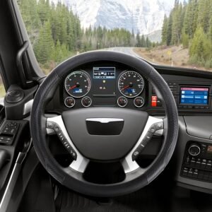 ZATOOTO Funda Volante Coche para Camión, Protectores Volante Coche de Fibra de Carbono Antideslizantes, Deportivos y Transpirables, 44-46cm / 17.3-18.1in, Negro