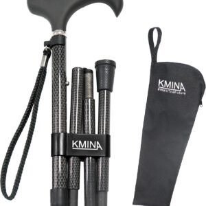 KMINA Pro - Bastones Plegables para Mayores, Fibra de Carbono, Mujer, Extensible Hombres, Ancianos Ligero