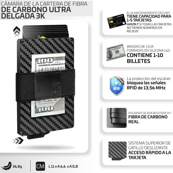 Fidelo Cartera Minimalista para Hombre - Tarjetero Delgado RFID Carteras para Hombre - Image 3