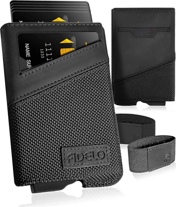 Fidelo Cartera Minimalista para Hombre - Tarjetero Delgado RFID Carteras para Hombre