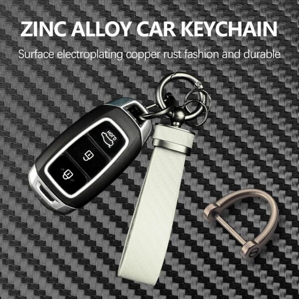GTLM Kits para Llaveros Coche,Fibra de Carbono Llavero Cuero con Anilla D AntipéRdida,Práctico Accesorios Coche Llavero Coche (Blanco) - Image 3
